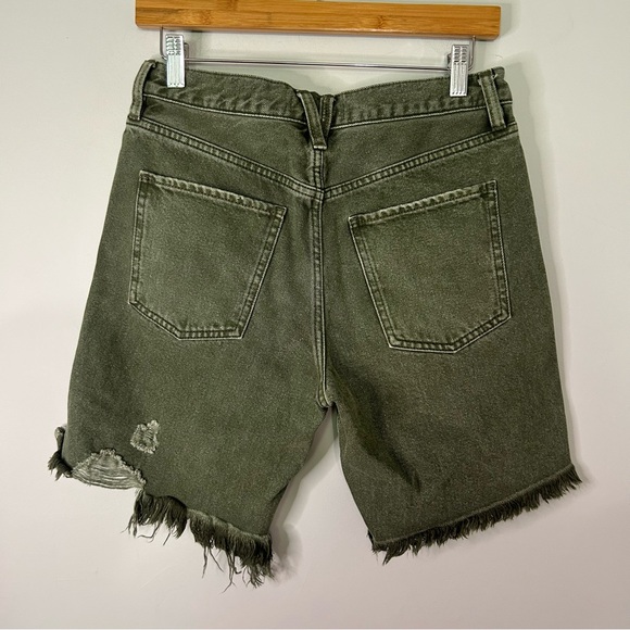 Free People We The Free Makai Dark Green Distressed Cut Off Shorts - Picture 5 of 6